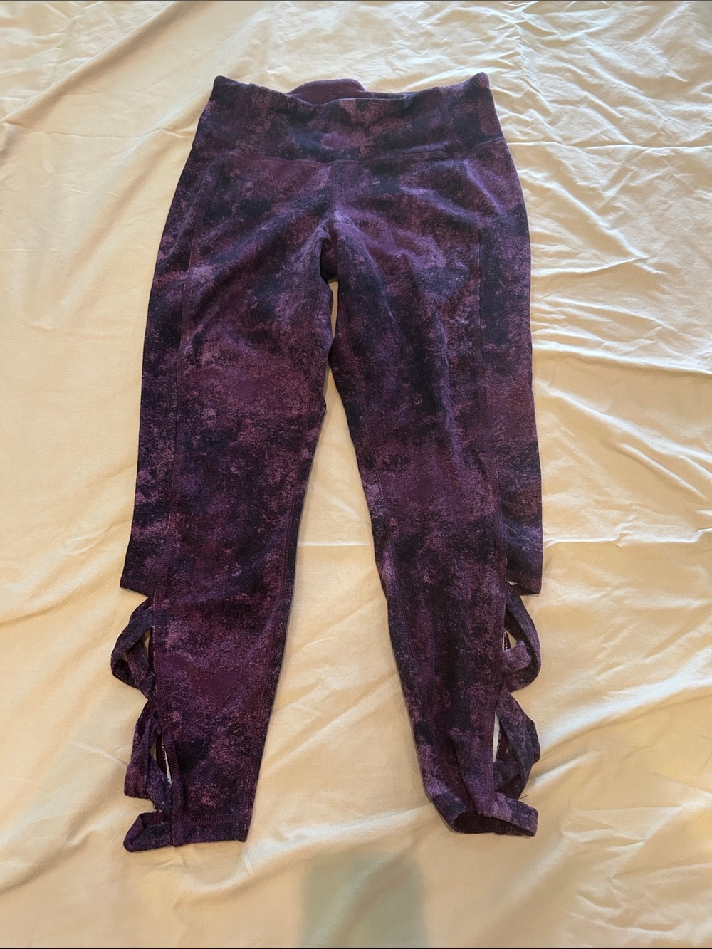 Lane Bryant Purple Tie-Dye Active Leggings with Side cut outs size 14/16
